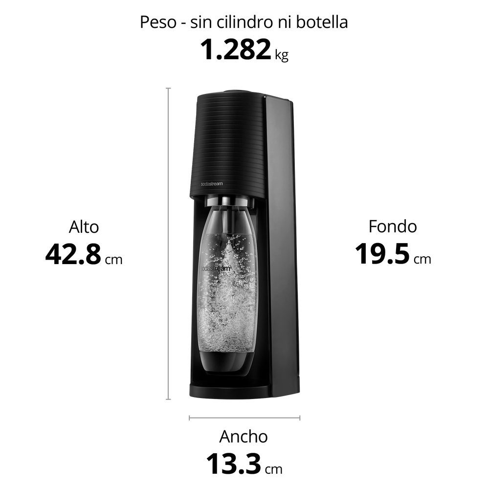 SodaStream Duo Pack - Máquina Gasificadora de Agua Color Negro con 2  Botellas Fuse de 1L 2 Botellas Fuse Glass de Cristal de 1L y 1 Cilindro de  Gas Color Rosa, Para